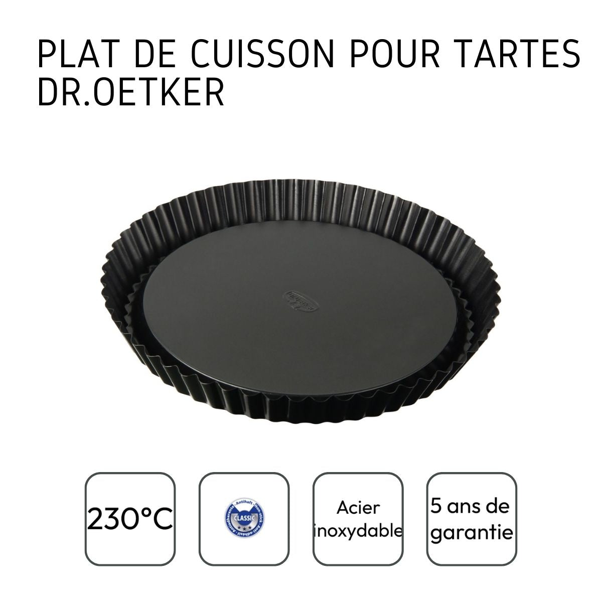 Duo Moule à tarte renversée 28 cm et Moule à manqué à charnière 26 cm Dr.Oetker Tradition