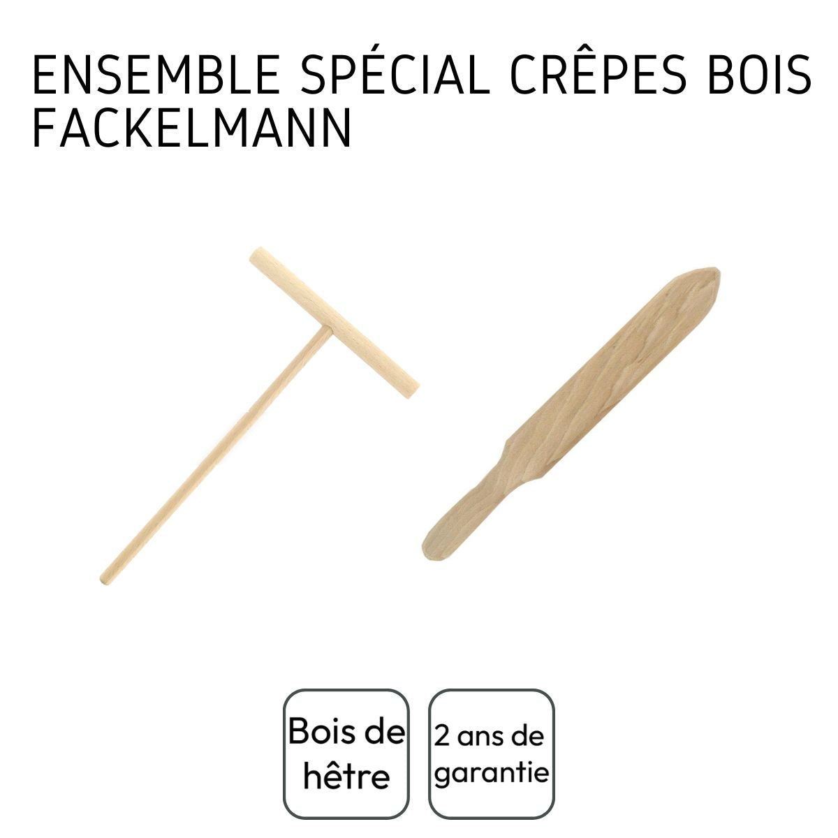 Ensemble de 2 ustensiles en bois pour crêpes Fackelmann Wood Edition