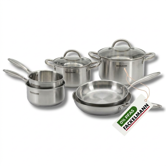 Batterie de cuisine avec 2 poêles 20/26 cm 2 casseroles 14/18 cm et 2 faitouts 20/24 cm sans PFAS Fackelmann Vita3