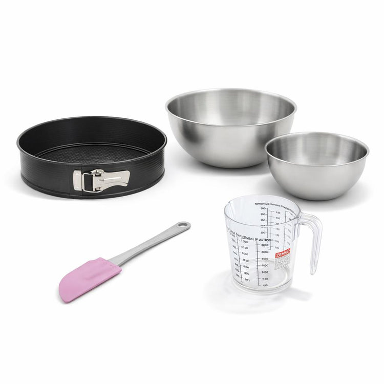 Set de 5 ustensiles de pâtisserie moule à manqué bol à mixer spatule et verre doseur Black metallic Black mettallic Zenker  Black mettallic
