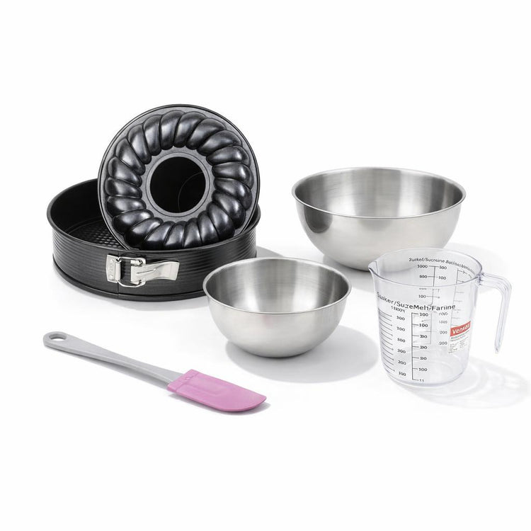 Set de 5 ustensiles de pâtisserie moule à manqué bol spatule et verre doseur Black metallic Black mettallic Zenker  Black mettallic