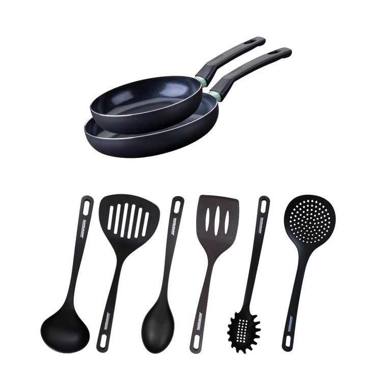 Ensemble de 2 poêles de 20 et 24 cm et 6 ustensiles Fackelmann Brandao