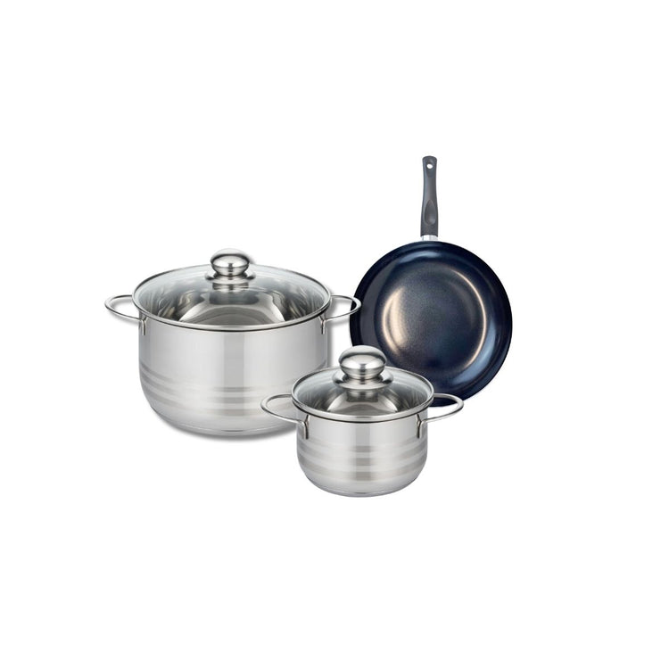 Ensemble de 1 Poêle de cuisson 20 cm et 2 faitouts 16 et 24 cm Elo Prima Brillant