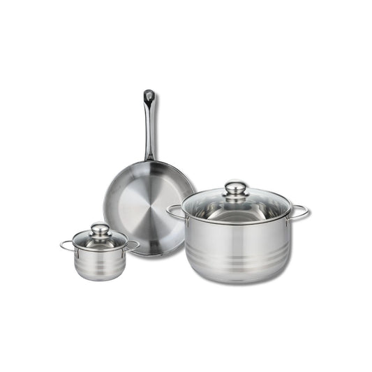 Ensemble de 1 Poêle de cuisson 24 cm et 2 faitouts 12 et 24 cm Elo Profi Brillant