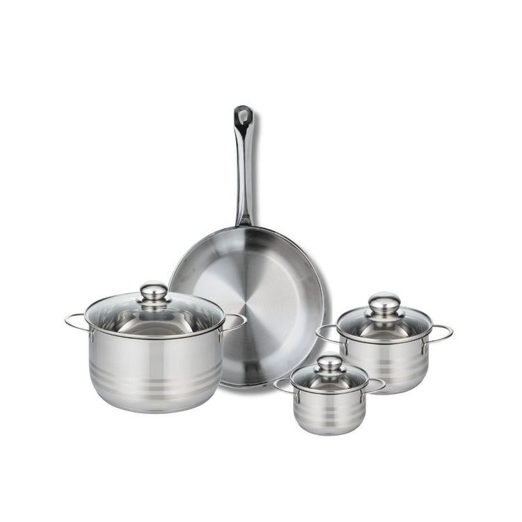 Ensemble de 1 Poêle de cuisson 28 cm et 3 faitouts 12, 14 et 20 cm Elo Profi Brillant
