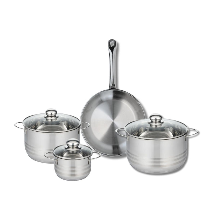 Ensemble de 1 Poêle de cuisson 28 cm et 3 faitouts 14, 20 et 24 cm Elo Profi Brillant