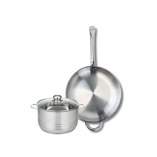 Ensemble de 1 Poêle de cuisson 32 cm et 1 faitout 20 cm Elo Profi Brillant