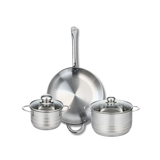 Ensemble de 1 Poêle de cuisson 32 cm et 2 faitouts 16 et 20 cm Elo Profi Brillant