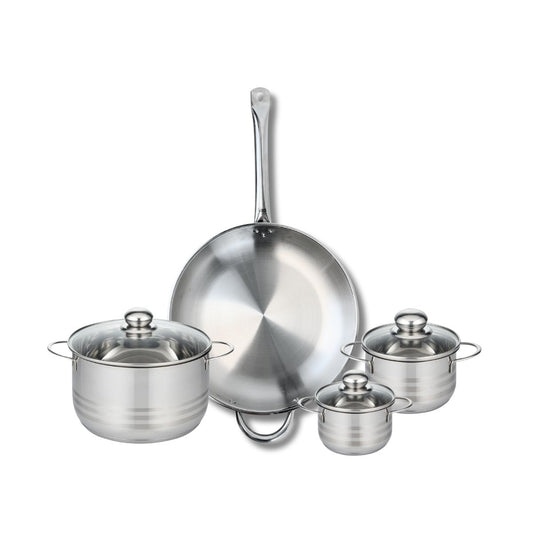 Ensemble de 1 Poêle de cuisson 32 cm et 3 faitouts 12, 14 et 20 cm Elo Profi Brillant