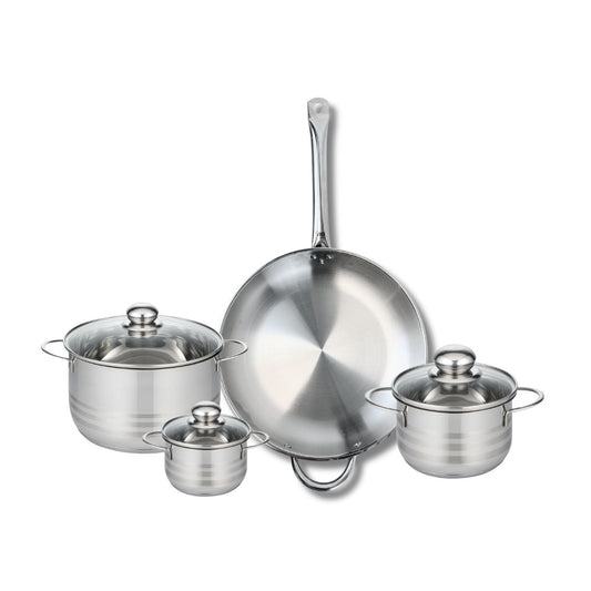 Ensemble de 1 Poêle de cuisson 32 cm et 3 faitouts 12, 16 et 20 cm Elo Profi Brillant