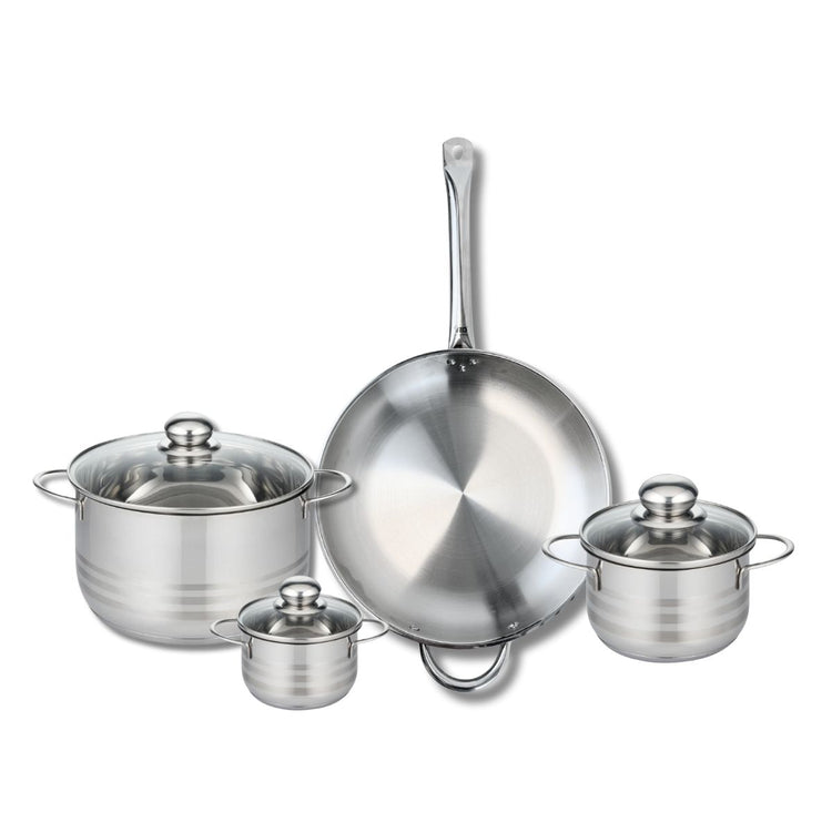 Ensemble de 1 Poêle de cuisson 32 cm et 3 faitouts 12, 16 et 24 cm Elo Profi Brillant