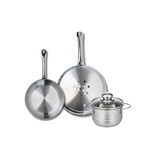 Ensemble de 2 Poêles de cuisson 24 et 28 cm et 1 faitout 16 cm Elo Profi Brillant