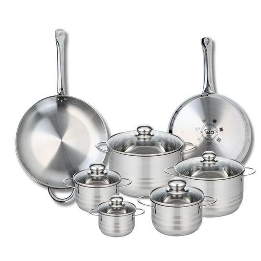 Ensemble de 2 Poêles de cuisson 28 et 32 cm et 5 faitouts 12, 14, 16, 20 et 24 cm Elo Profi Brillant