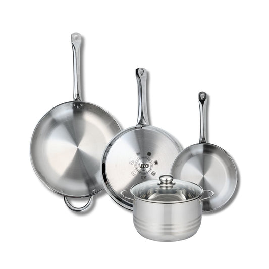 Ensemble de 3 Poêles de cuisson 24, 28 et 32 cm et 1 faitout 20 cm Elo Profi Brillant