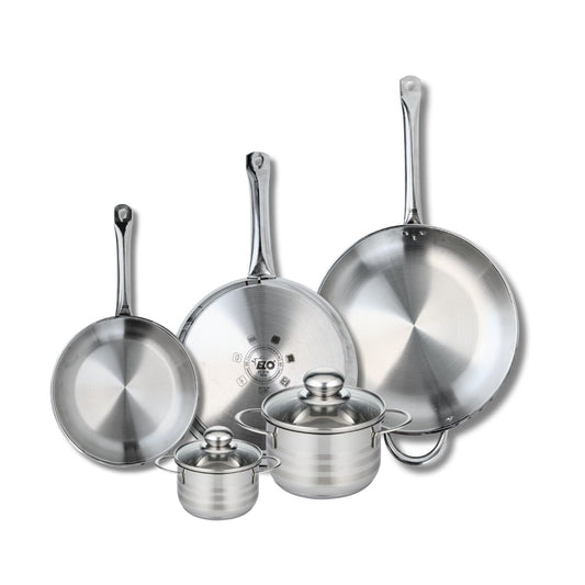 Ensemble de 3 Poêles de cuisson 24, 28 et 32 cm et 2 faitouts 12 et 16 cm Elo Profi Brillant