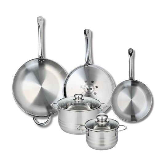 Ensemble de 3 Poêles de cuisson 24, 28 et 32 cm et 2 faitouts 16 et 20 cm Elo Profi Brillant
