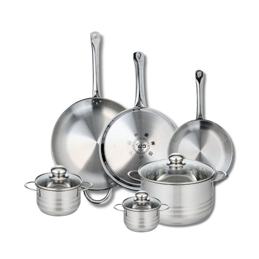 Ensemble de 3 Poêles de cuisson 24, 28 et 32 cm et 3 faitouts 12, 14 et 24 cm Elo Profi Brillant