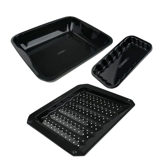Lot de 3 plats de cuisson en acier émaillé 40 x 34 cm, 21 x 12 cm, 28 x 33 cm FM Professional Barbecue