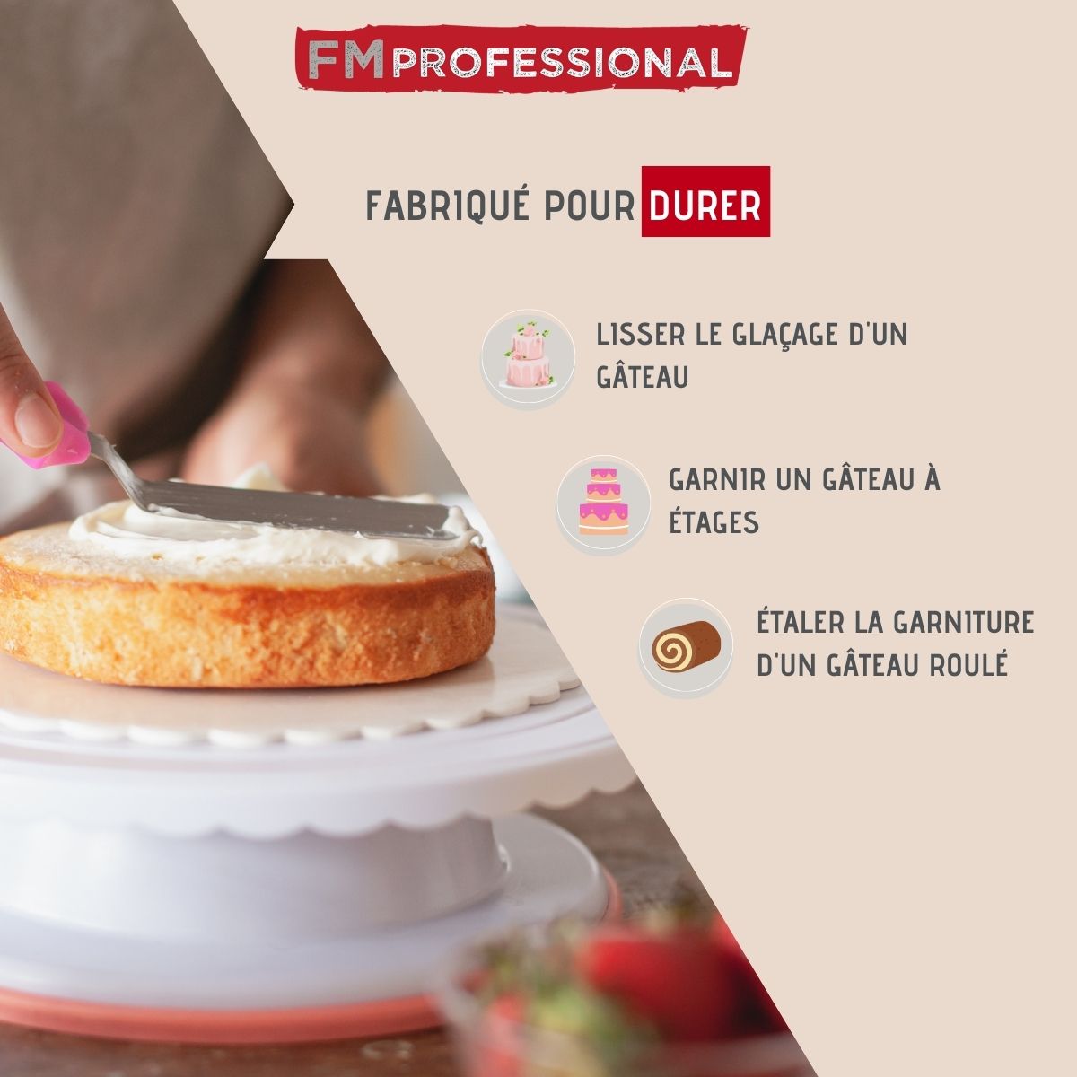 Spatule coudée de pâtisserie en inox 29 cm FM Professional Pâtisserie