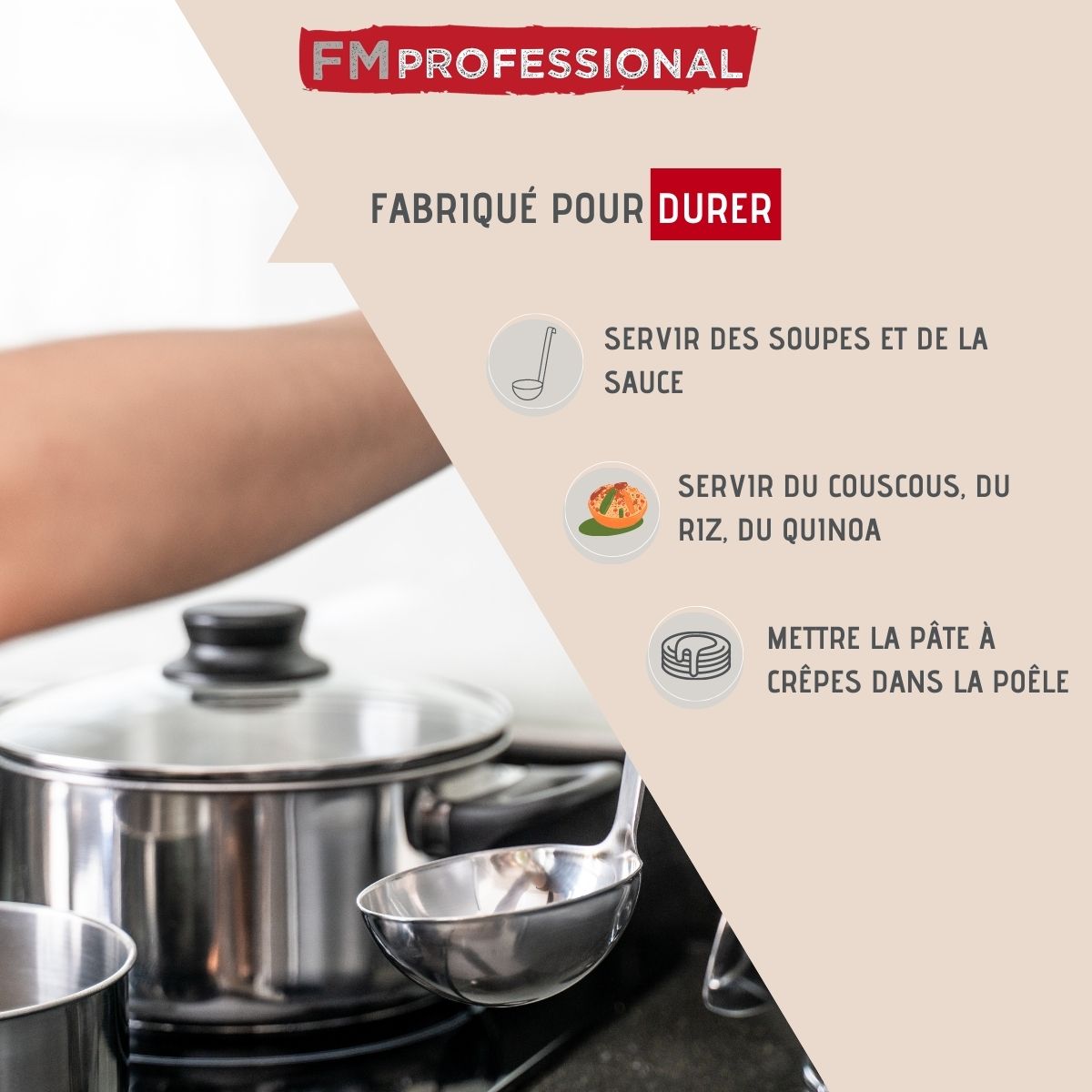 Louche de cuisine inox 39 cm FM Professional Divers