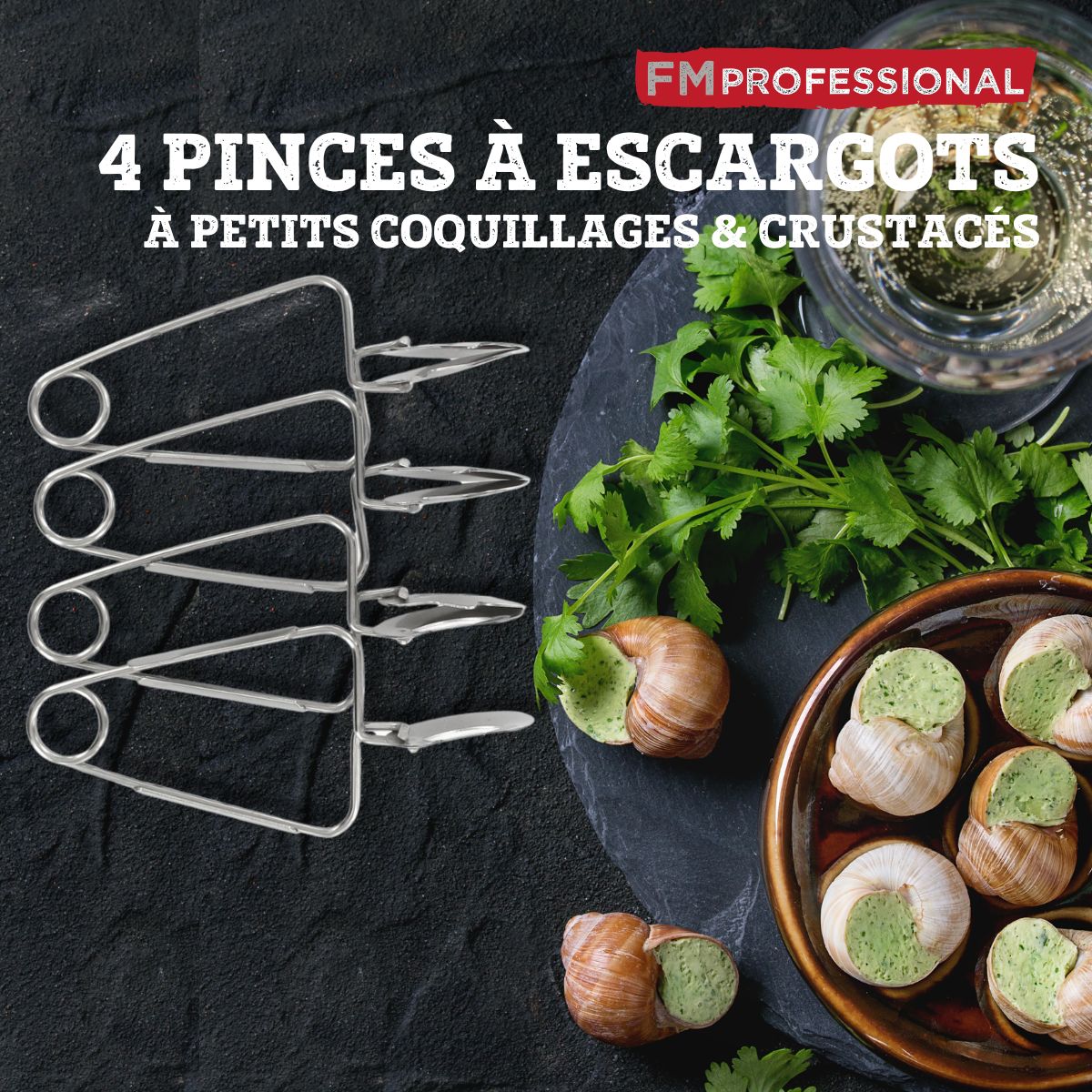 Lot de 4 pinces à escargot FM Professional