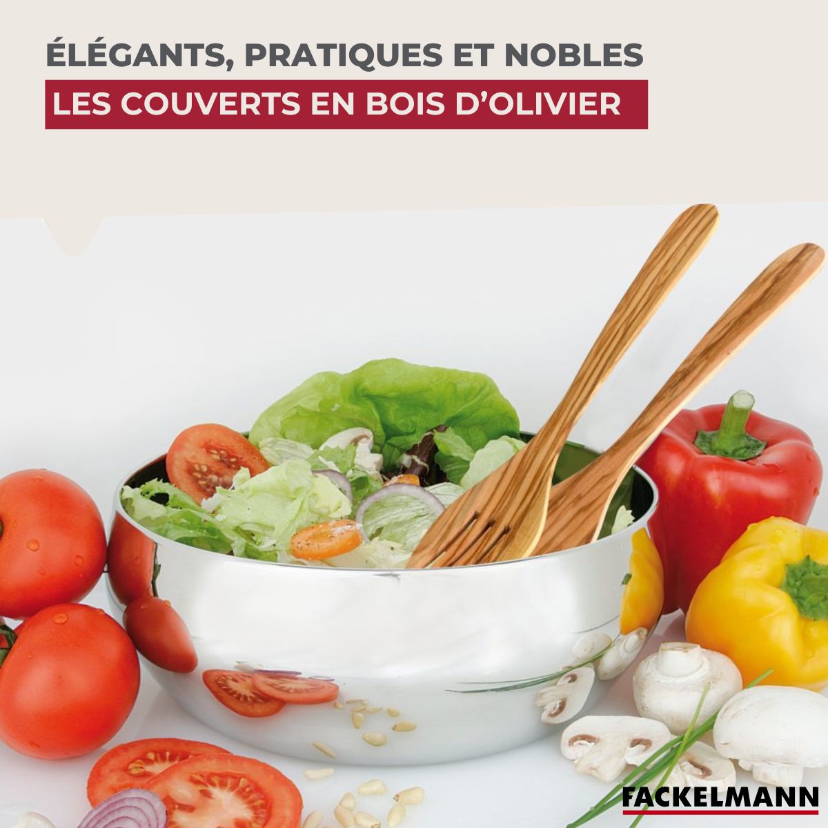 Couverts à salade Fackelmann Édition Bois d'olivier