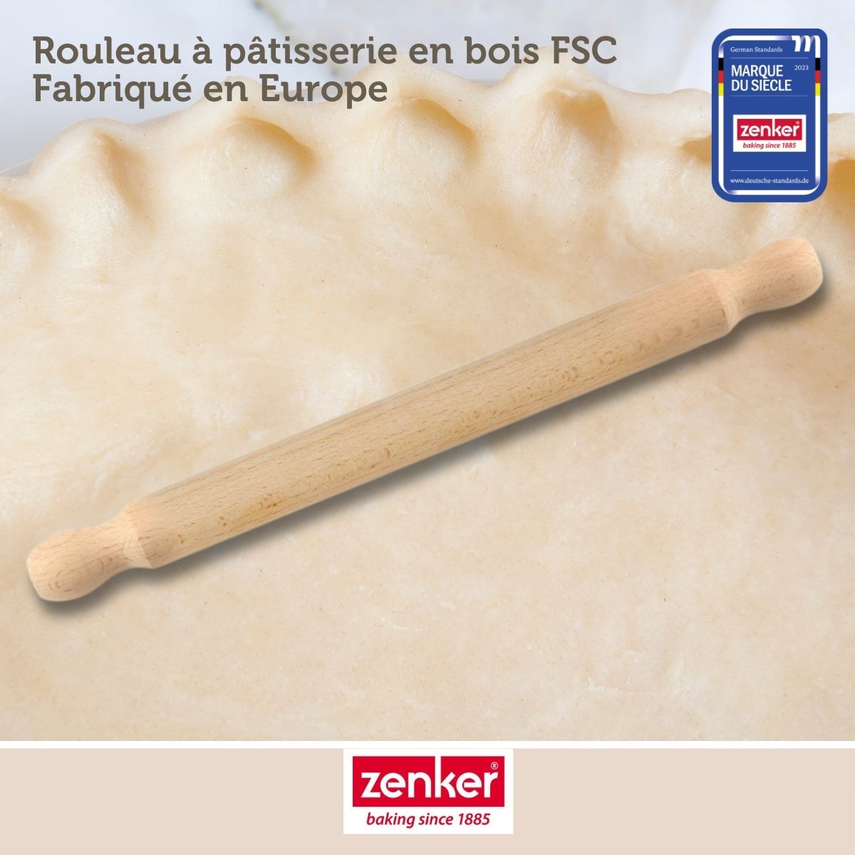 Rouleau à pâtisserie en bois certifié FSC 35 cm Zenker Smart Pastry