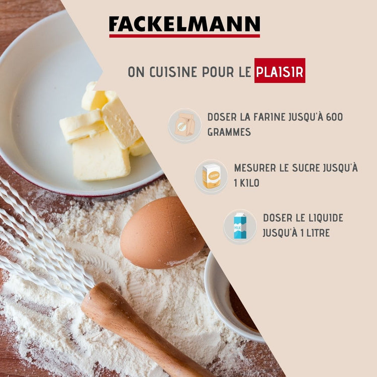 Verre doseur transparent en plastique 1 litre Fackelmann Basic