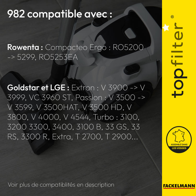 Lot de 4 sacs aspirateur pour Goldstar et LGE TopFilter Premium