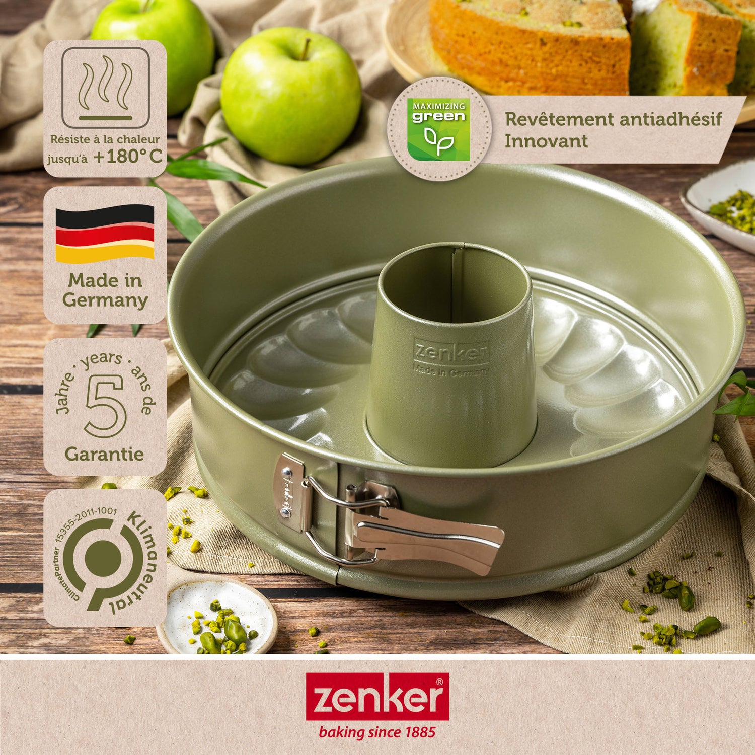 Moule à manqué et à savarin double fond 26 cm Zenker Green Vision