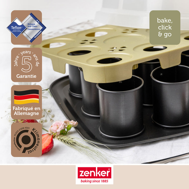 Moule à gâteaux individuels 9 empreintes avec couvercle Zenker Bake Click and Go