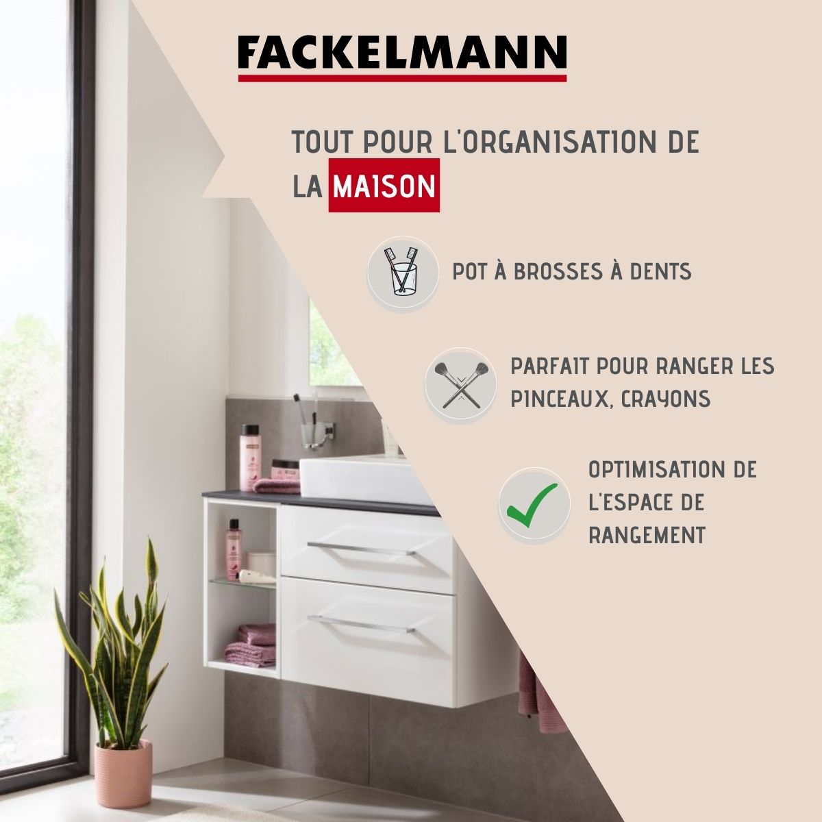 Porte brosse à dents mural gris chromé Fackelmann Mare