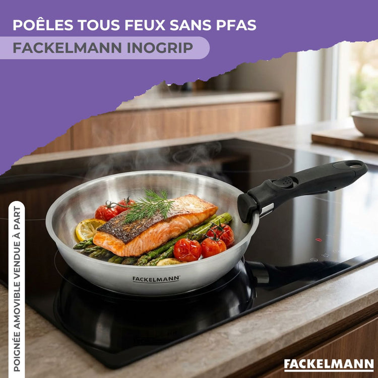 Lot de 2 poêles en inox 24 cm et 28 cm Fackelmann InoGrip
