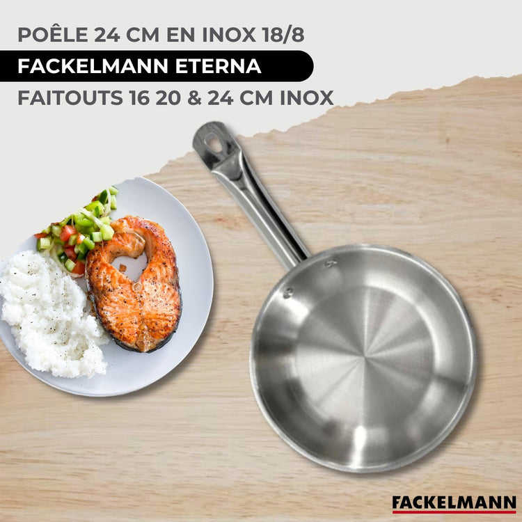 Batterie de cuisine avec 1 poêle 24 cm et 3 faitouts 16/20/24 cm et 6 ustensiles de cuisine sans PFAS Fackelmann Etherna Brillant Fenix