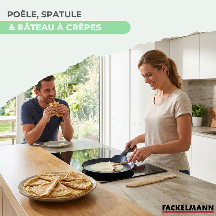 Set chandeleur avec crêpière 26 cm et 2 ustensiles Fackelmann Brandao