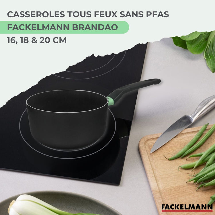 Set de 3 casseroles antiadhésives céramique 16, 18 et 20 cm Fackelmann Brandao