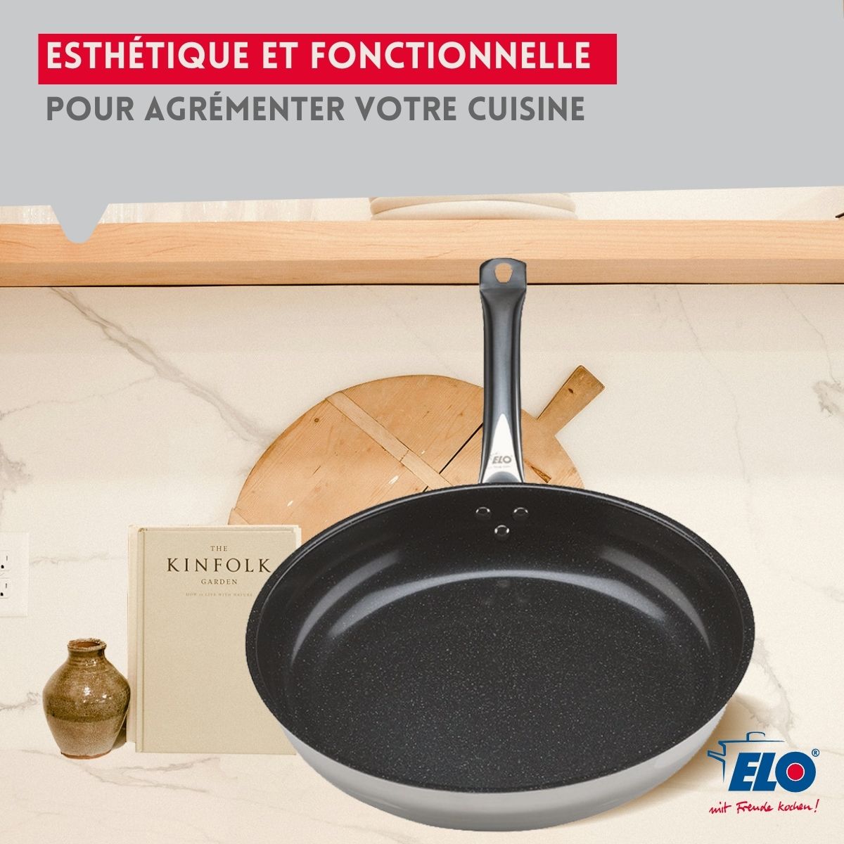 Set de 2 Poêles de cuisson avec revêtement céramique sans PFAS 28 cm et 32 cm Profi Therm Platinum Elo