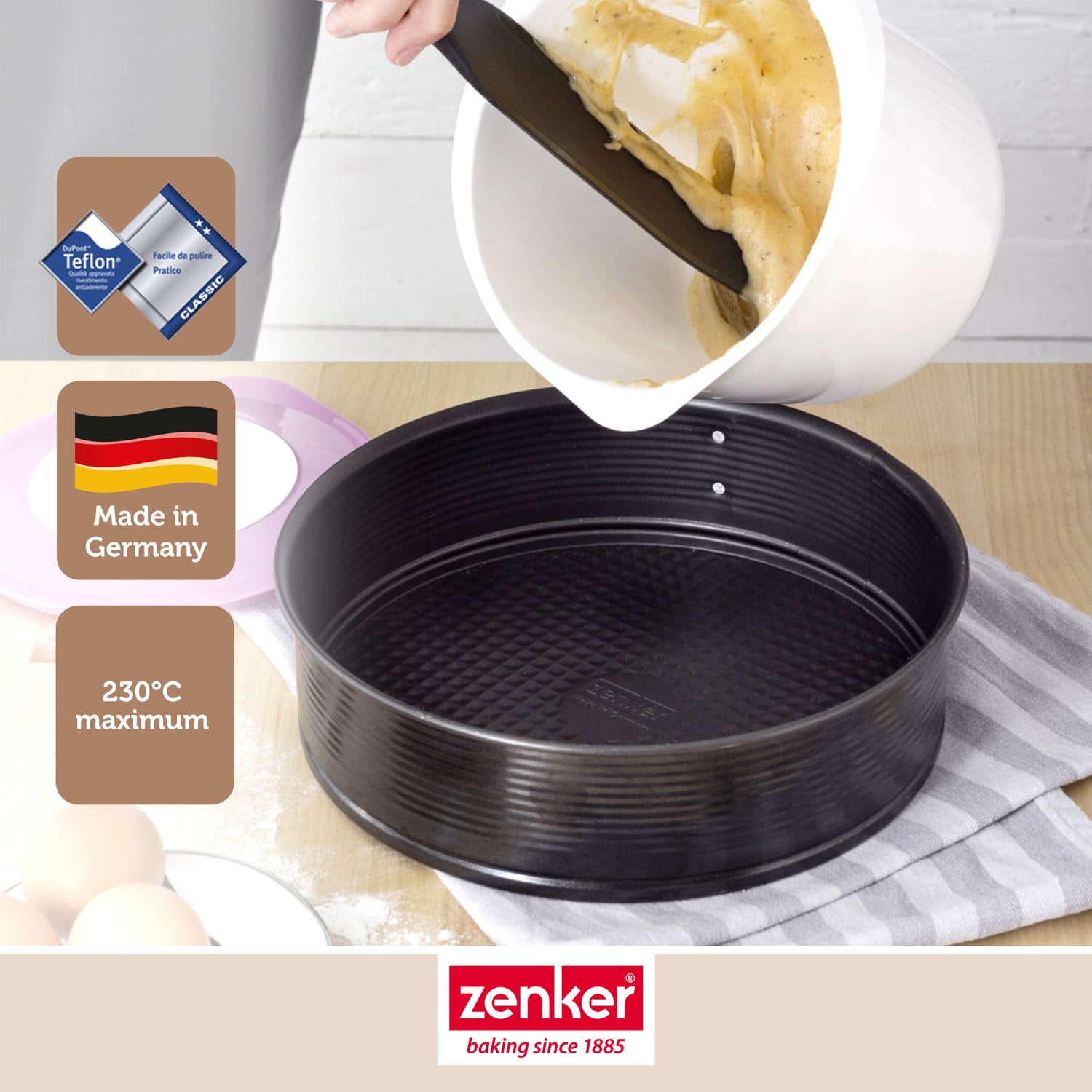 Set de 3 moules à charnière ronds de 20 cm 24 cm et 28 cm Zenker Black Metallic