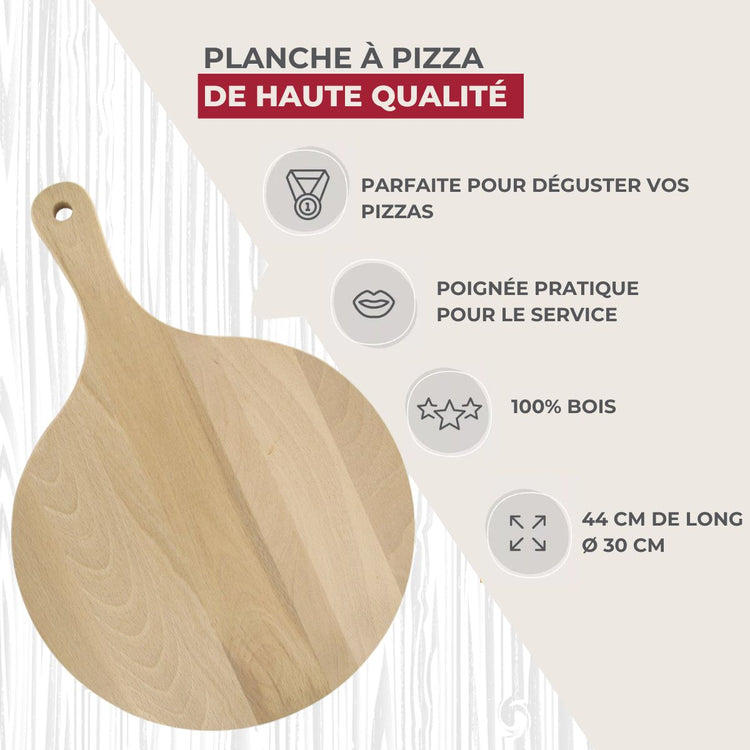 Lot de 2 planches à pizza et tarte flambée en bois 30 cm Fackelmann Pizzas Lovers