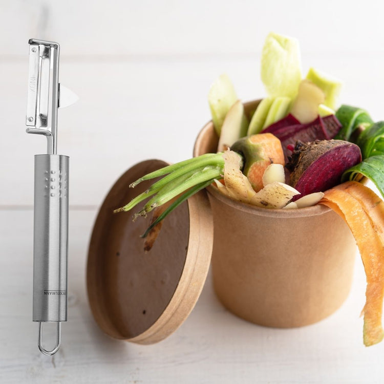 Duo Eplucheur à légumes pendule 19 cm et rasoir à légumes inox et plastique 17 cm Fackelmann