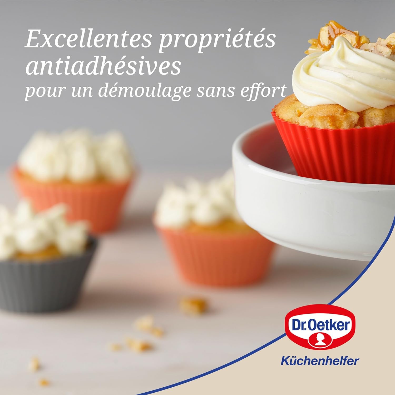 Lot de 12 caissettes muffins en silicone Dr. Oetker Flexxibel Love