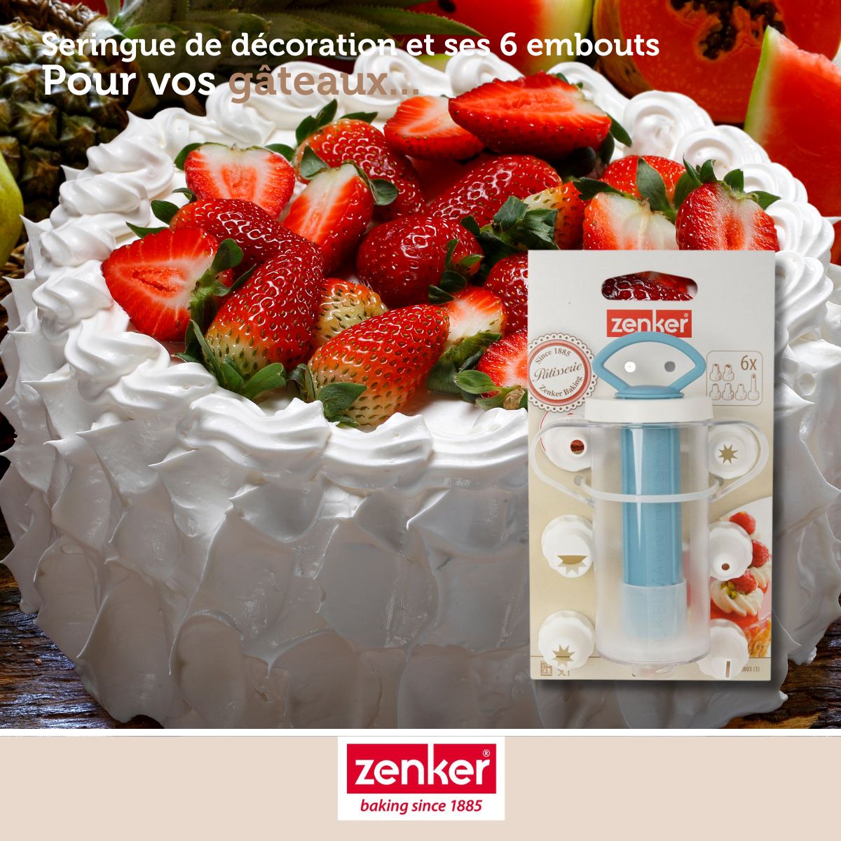 Seringue de décoration de gâteau et 6 embouts plastique Zenker Sweet Sensation