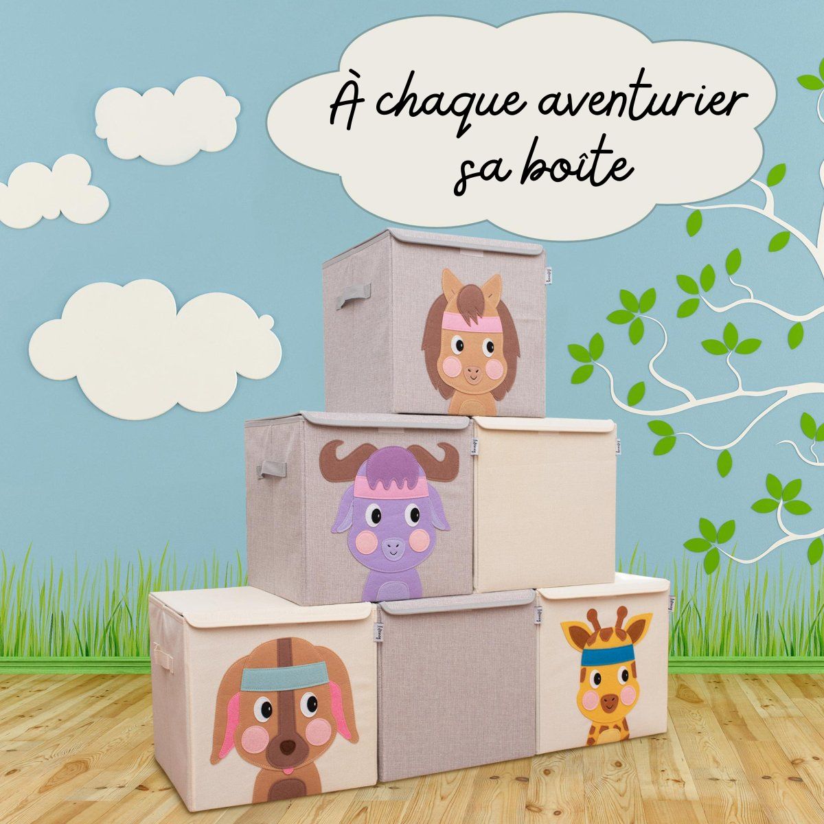 Boîte de rangement "cheval" avec couvercle, compatible avec l'étagère IKEA KALLAX Lifeney