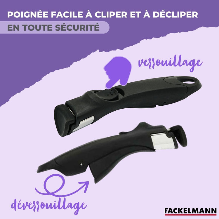 Lot de 3 poêles en inox 20 24 et 28 cm avec manche amovible Fackelmann InoGrip