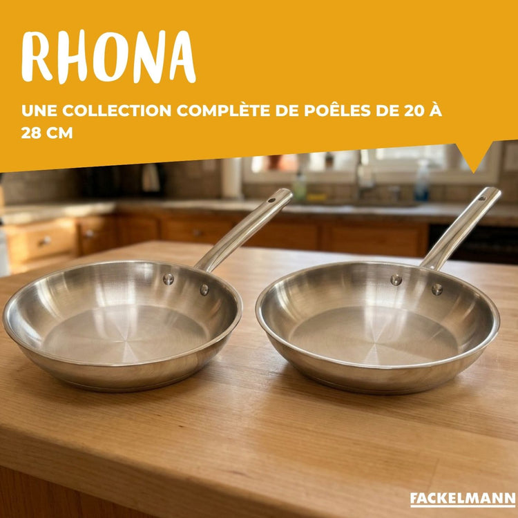Lot de 3 poêles à frire en inox 20 cm 24 cm 28 cm Fackelmann Rhona