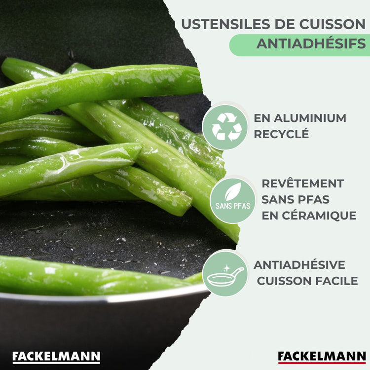 Batterie de cuisine avec 1 poêle 16 cm et 3 casseroles 16/18/20 cm avec 5 ustensiles de cuisine Fackelmann Brandao Océan