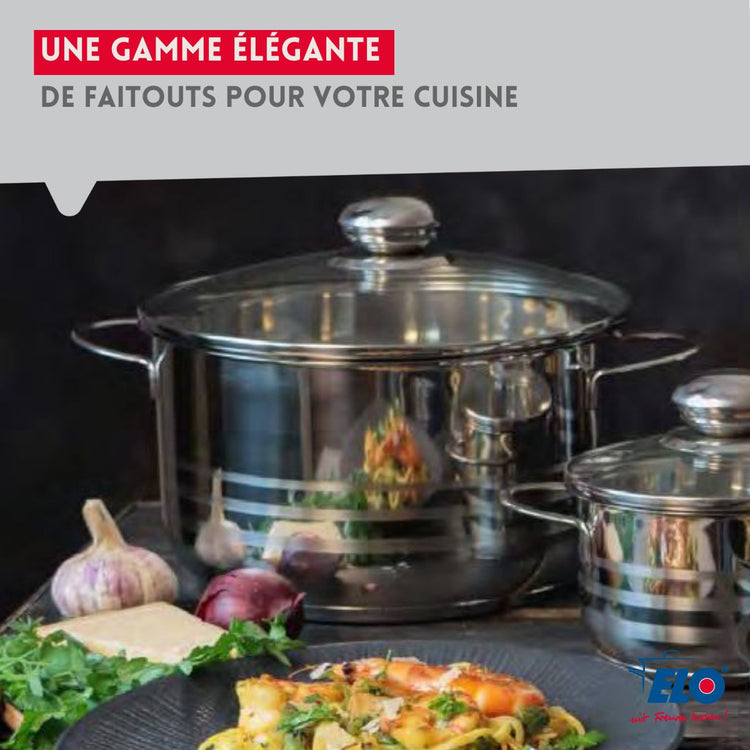 Ensemble de 2 Poêles de cuisson 24 et 32 cm et 4 faitouts 12, 16, 20 et 24 cm Elo Profi Brillant