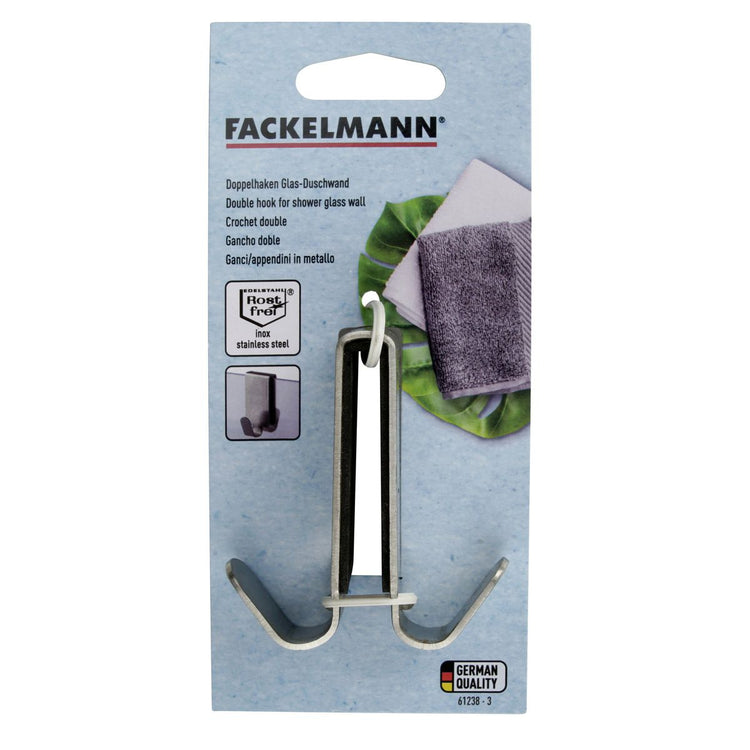Lot de 2 doubles crochets pour paroi de douche en inox Fackelmann Tecno