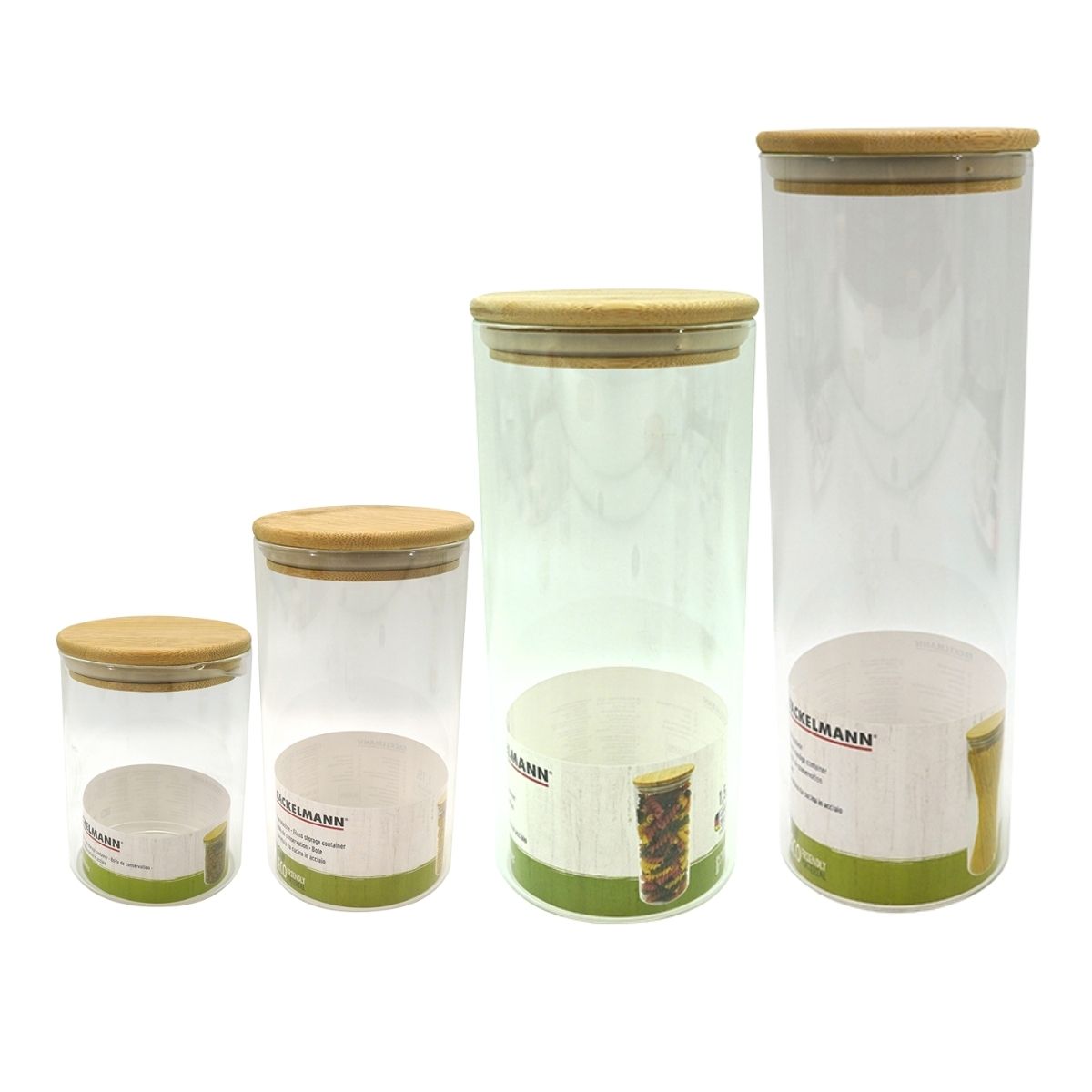 Set de 4 boîtes de conservation en verre avec couvercle en Bambou Fackelmann Eco Friendly
