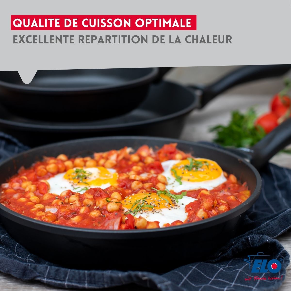 Set de 3 poêles à frire 24 cm 28 cm et 32 cm Elo Alucast
